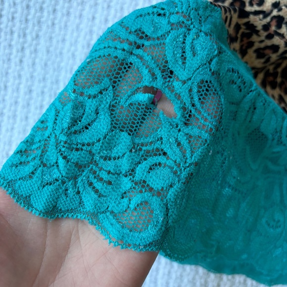 Vintage Y2K Cheetah Blue Lace Slip Mini Dress Large - Picture 6 of 10
